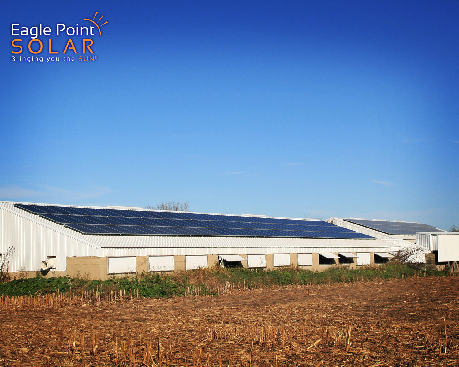 Photo of Bishop Farm roof mounted solar array
