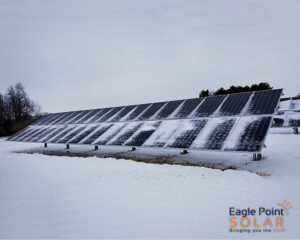 snow-covered solar array
