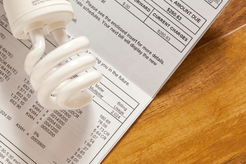 electric bill with lightbulb