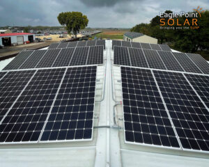 front view of solar panels in the roof of Blackhawk County Conservation Headquarters