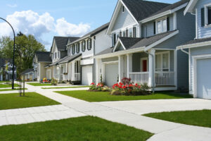 two story homes on a suburban street