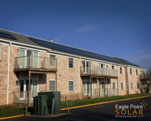 Cambridge Place Apartments, showing their solar array.