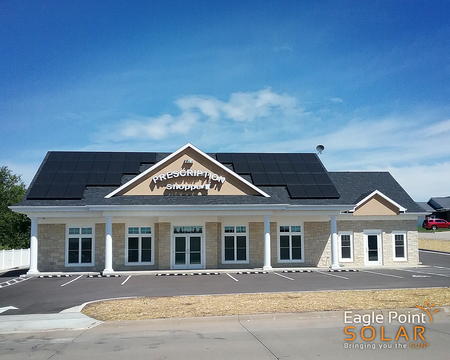 The Prescription Shoppe in Iowa, an example of commercial solar in action.