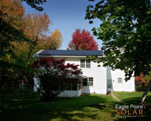 Rooftop solar array on the roof of a Midwestern home.