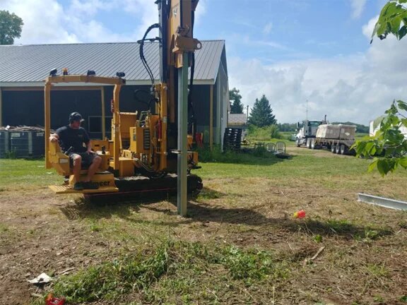 Installation of a post for a ground solar array