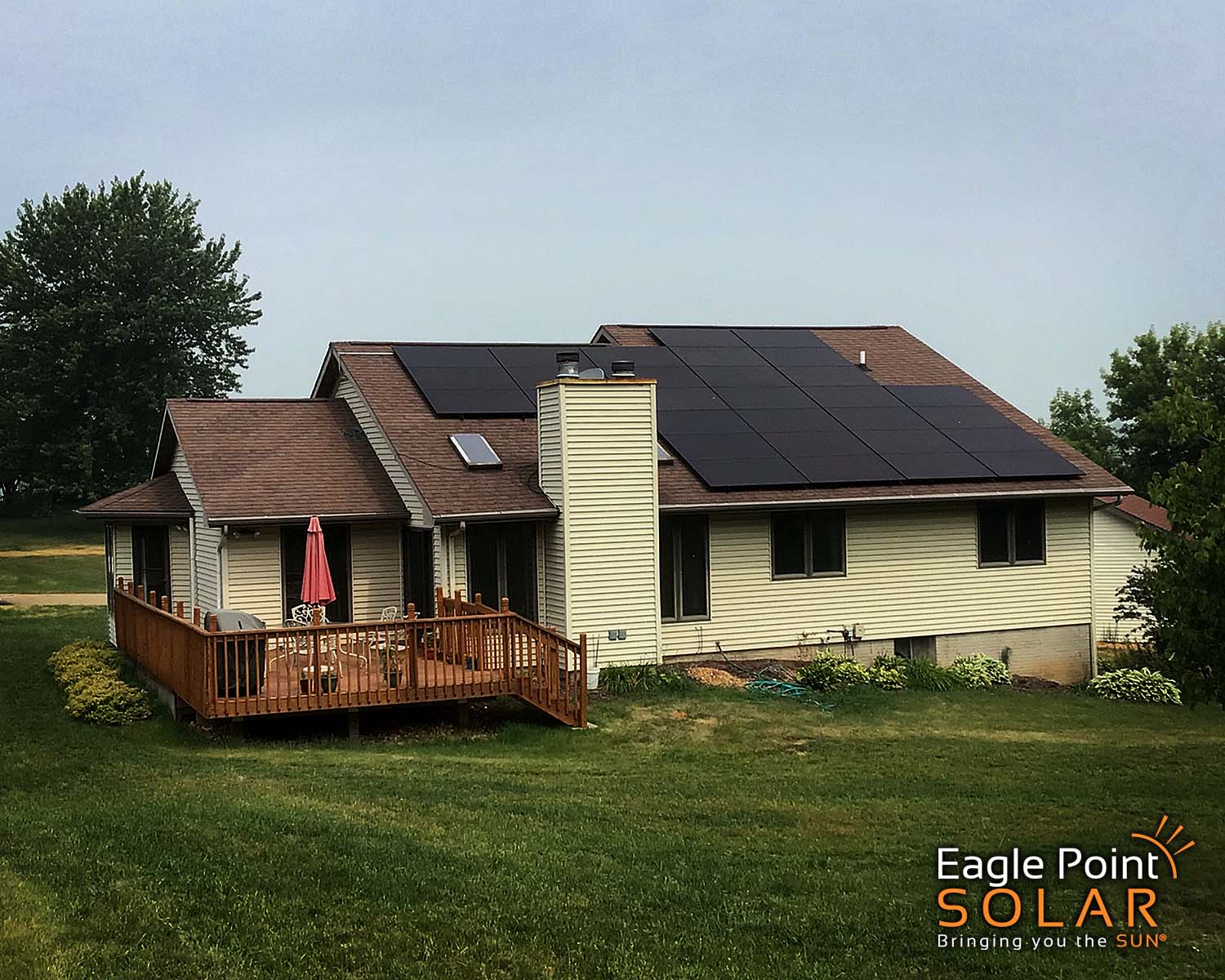 Solar panels installed on the roof of an Iowa home
