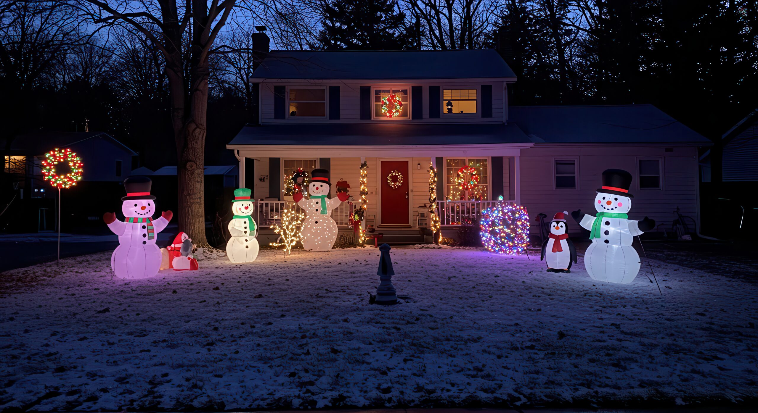 A winter yard display
