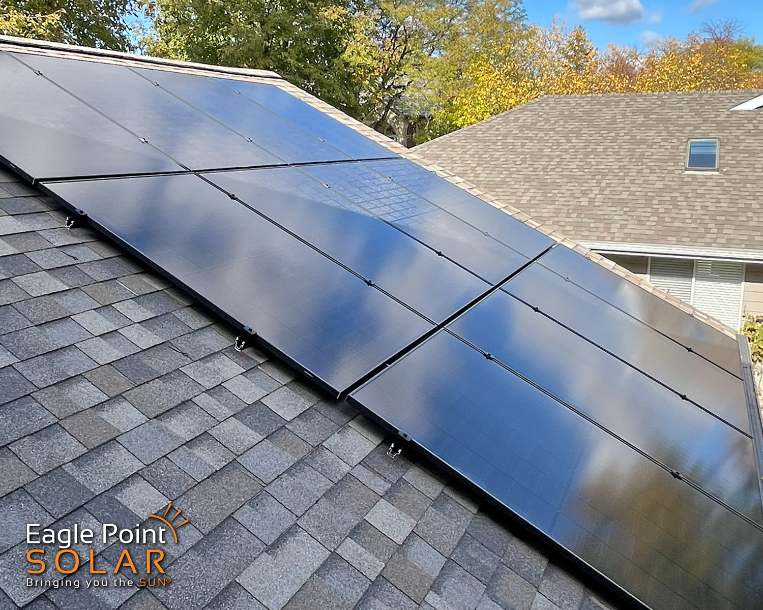 A rooftop solar array